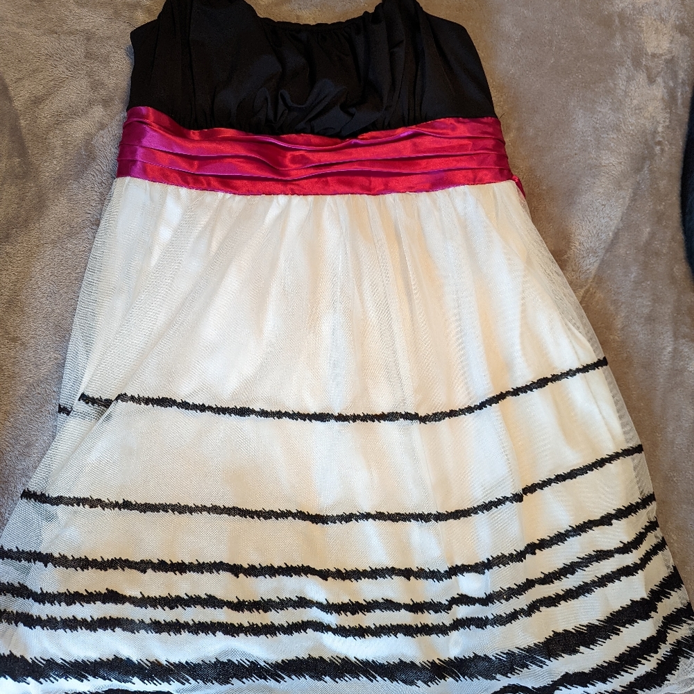 2x black, white, pink party dress